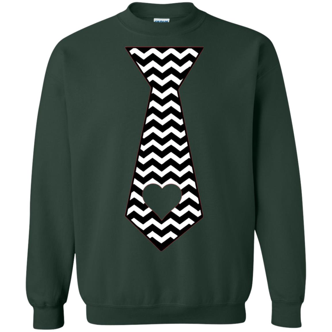 Valentines Day T-shirt Tie Heart Forest Green