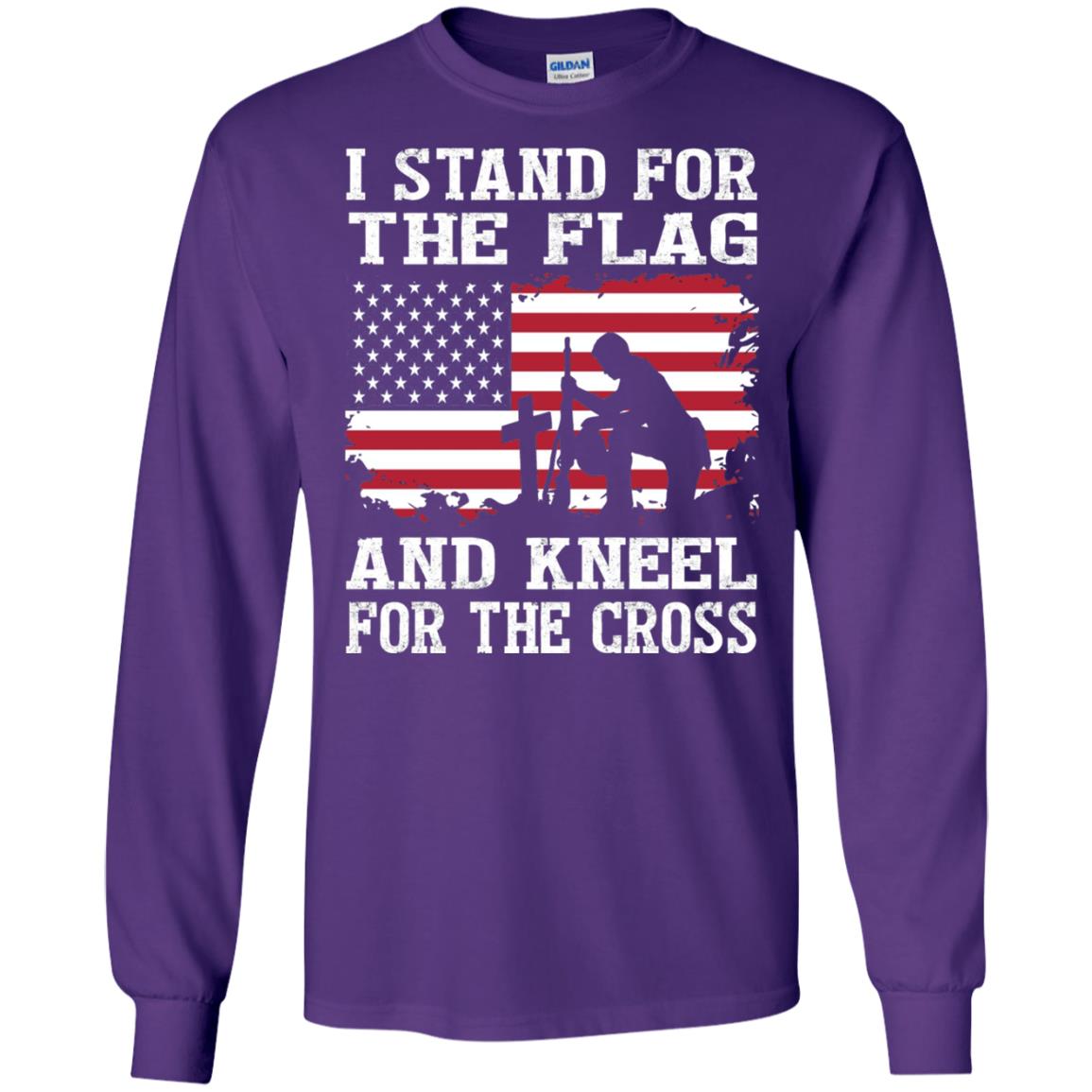 I Stand For The Flag And Kneel For The Cross Military T-shirt Purple
