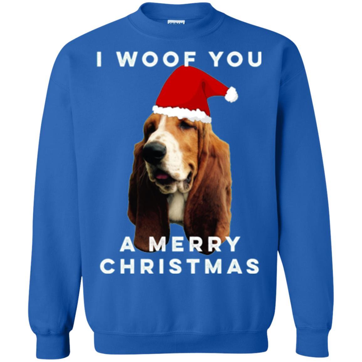 Basset Hound T-shirt I Woof You A Merry Christmas Royal