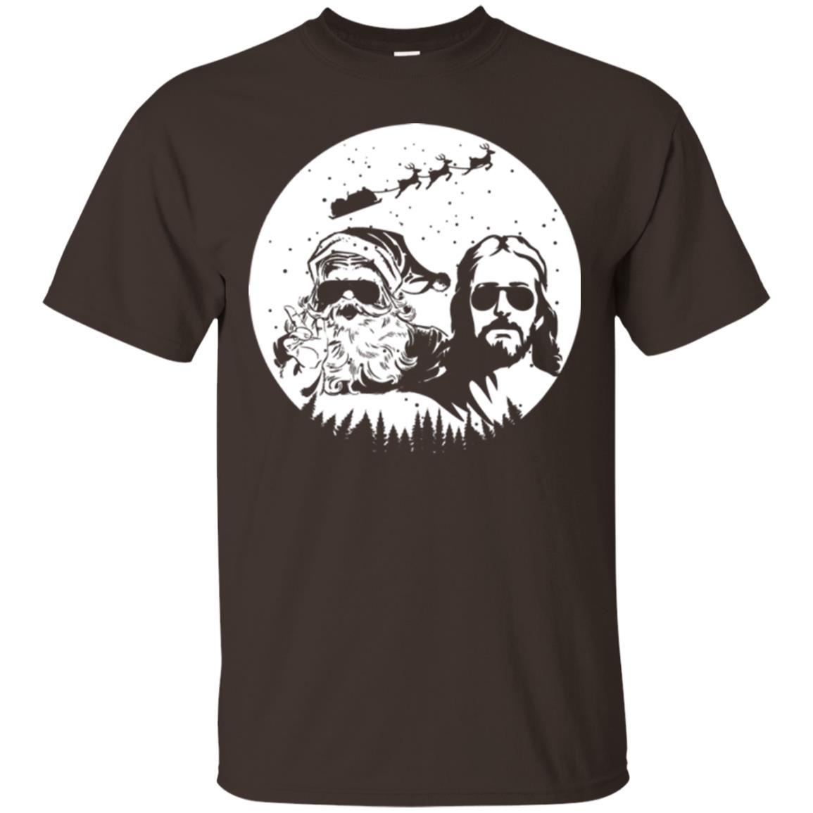 Christmas T-shirt Jesus And Santa Claus Dark Chocolate