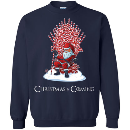 Funny Christmas T-shirt Santa Candy Cane Throne Navy