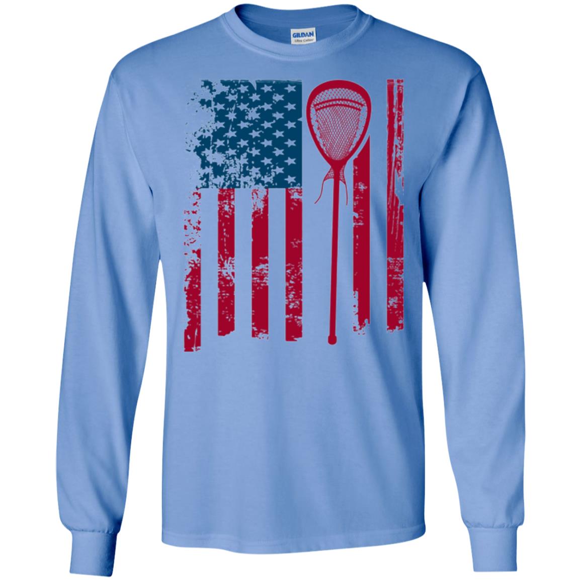 Lacrosse Player T-shirt Lacrosse American Flag Stick Carolina Blue