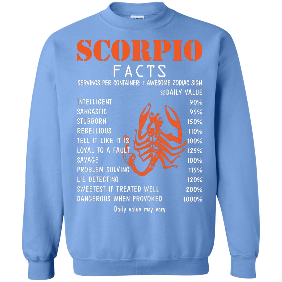 Scorpio Facts 1 Awesome Zodiac Sign Gift Shirt For Scorpio Horoscope Carolina Blue