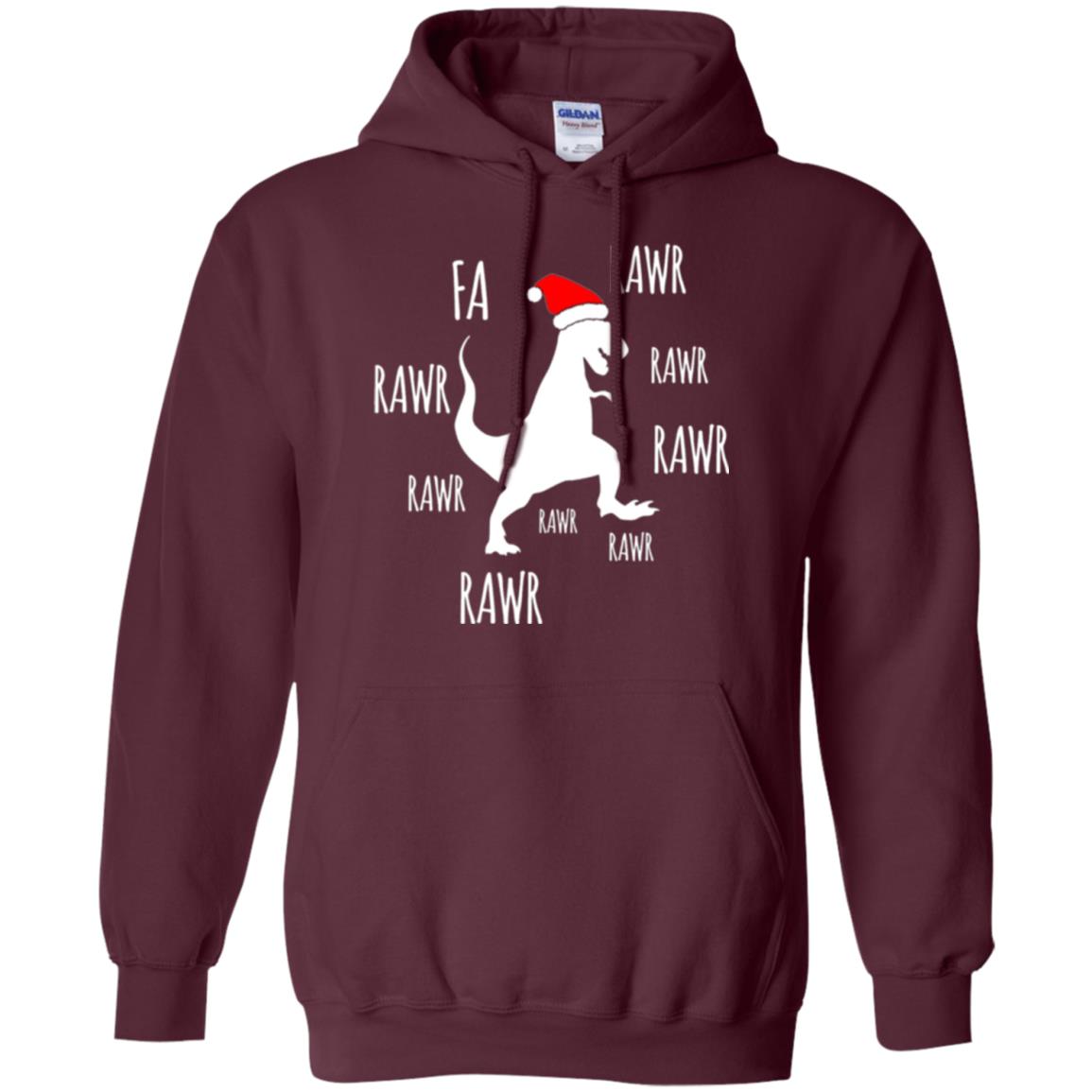 Christmas T-shirt Fa Rawr Rawr Funny T-rex Dinosaur Maroon
