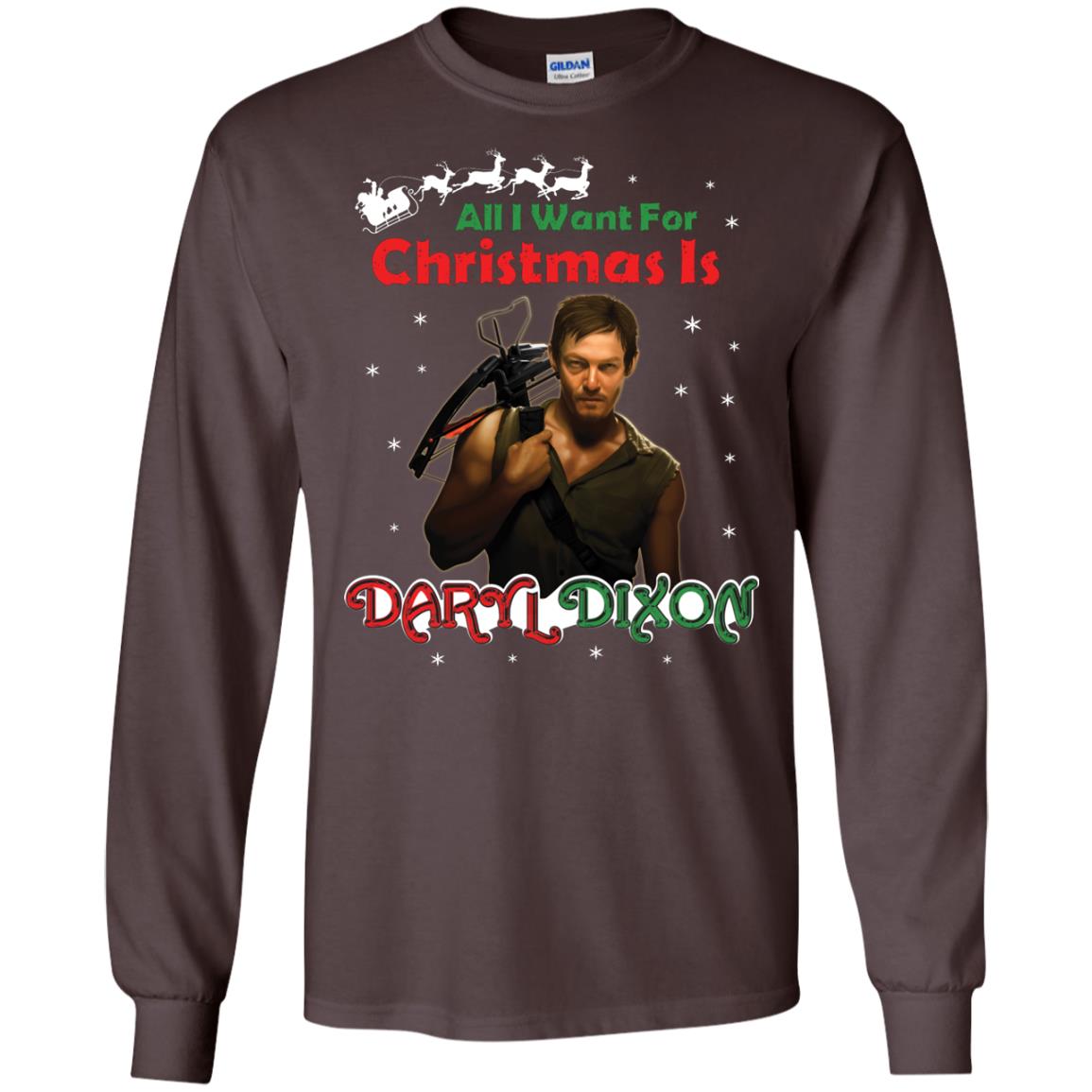 All I Want For Christmas Is Daryl Dixon Shirt Dark Chocolate