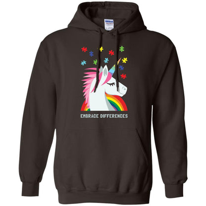 Autism Awareness Shirt Unicorn Puzzle Embrace Differences Dark Chocolate
