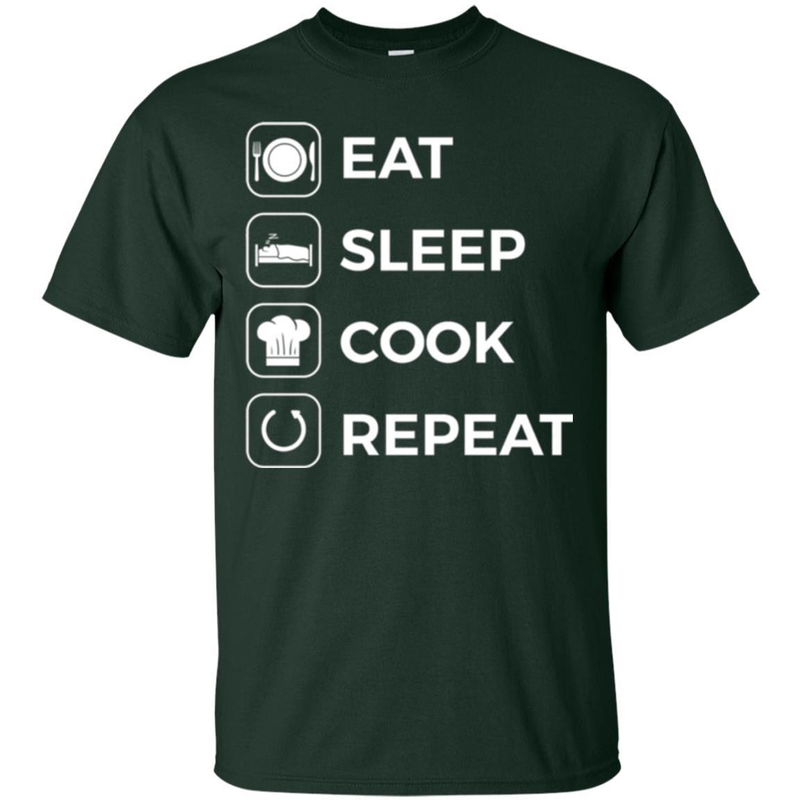Chef T-shirt Eat Sleep Cook Repeat T-shirt Forest Green