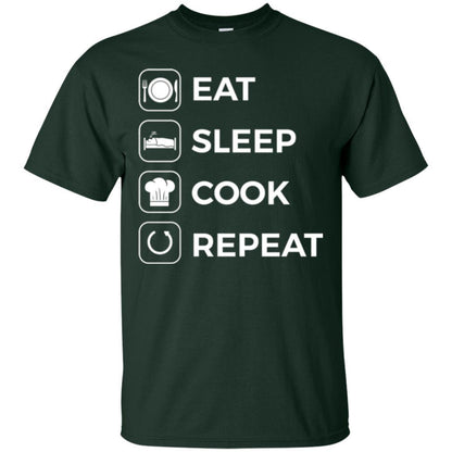 Chef T-shirt Eat Sleep Cook Repeat T-shirt Forest Green