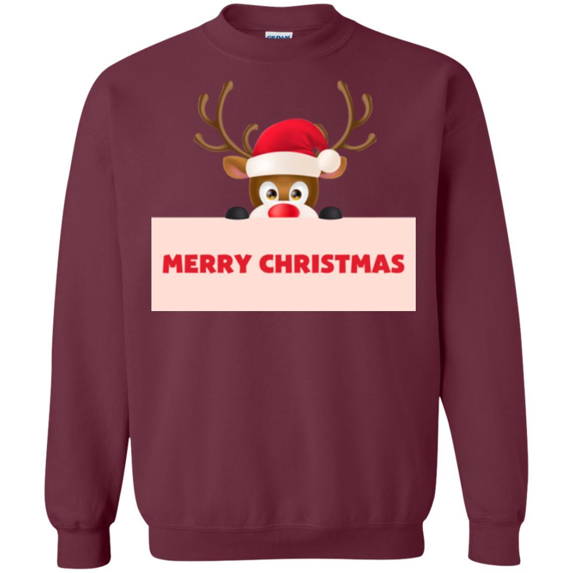 Christmas T-shirt Reindeer Merry Christmas T-shirt Maroon