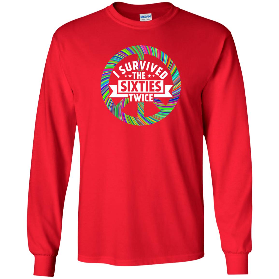 I Survived The Sixties Twice Peace Symbol Birthday Gift Shirt Red