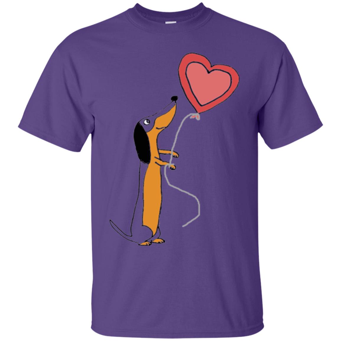 Valentine_s Day T-shirt Cute Dachshund With Heart Balloon Purple