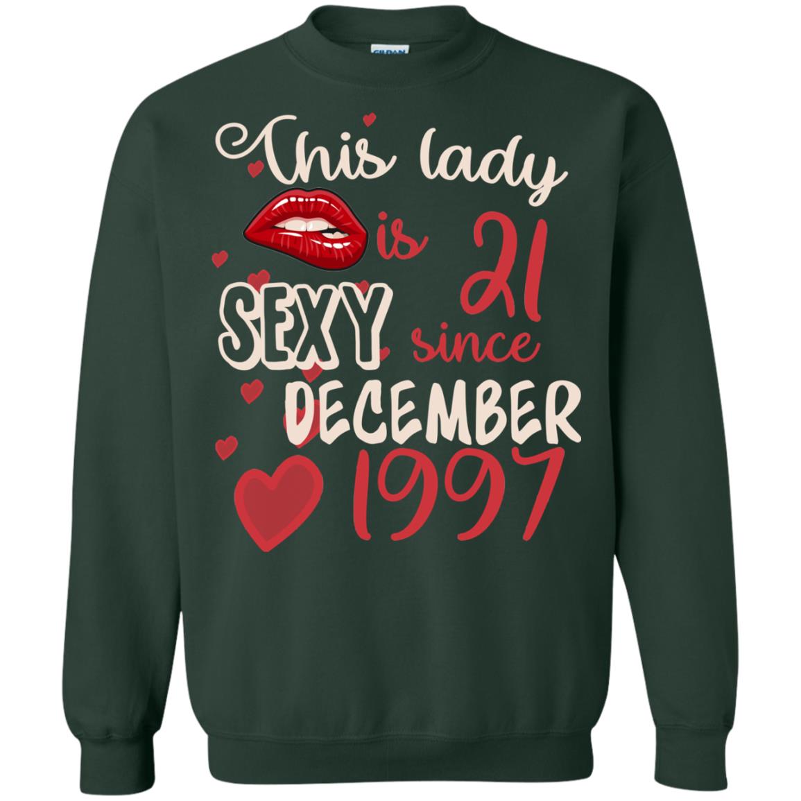 This Lady Is 21 Sexy Since December 1997 21st Birthday Shirt For December Womens Forest Green