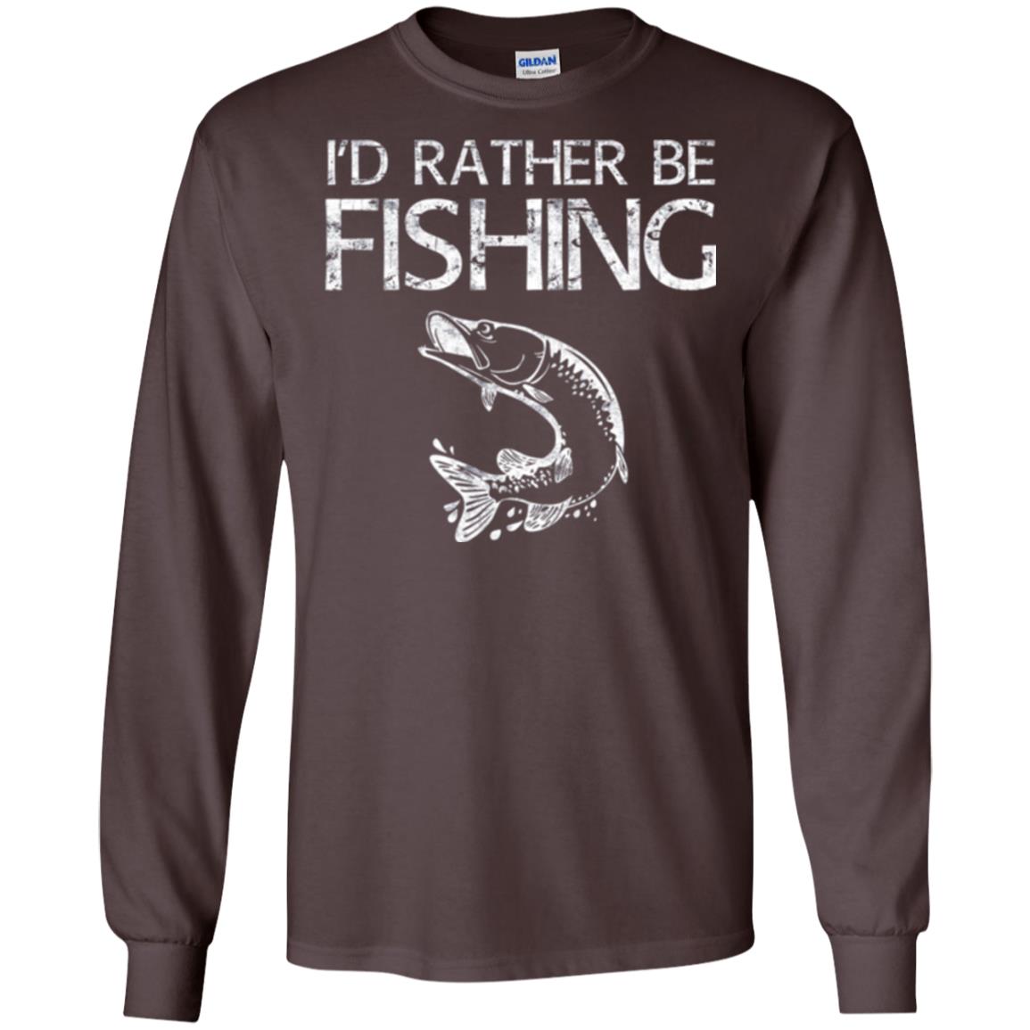 Funny Fisherman T-shirt I_d Rather Be Fishing Dark Chocolate
