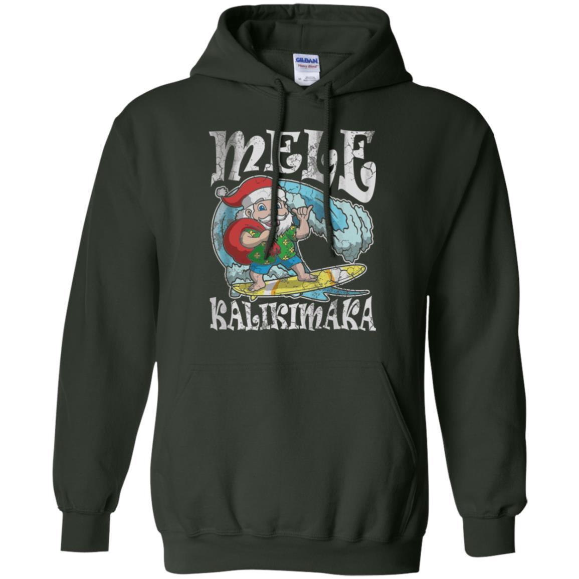 Christmas T-shirt Mele Kalikimaka Santa Hawaii Forest Green