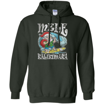 Christmas T-shirt Mele Kalikimaka Santa Hawaii Forest Green