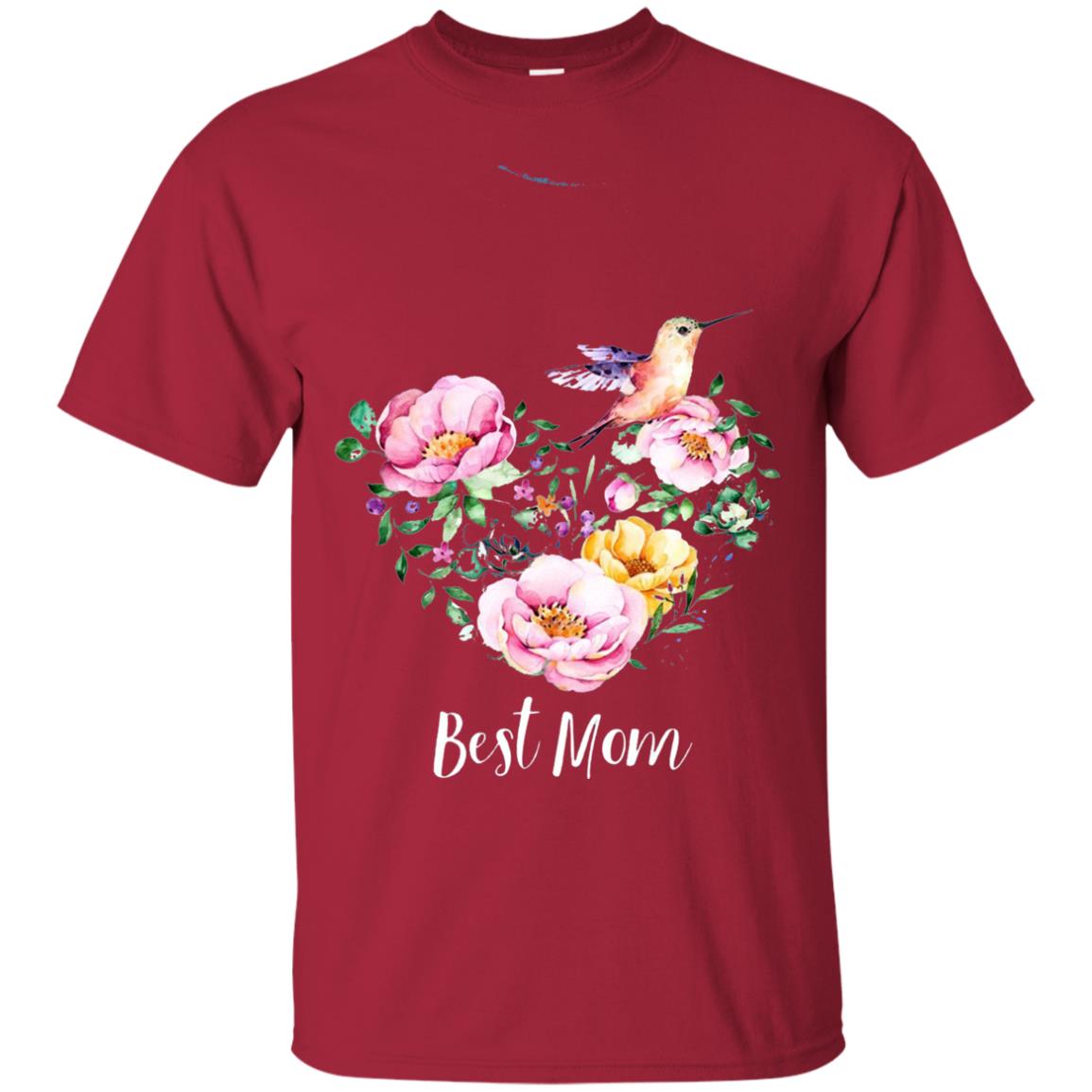 Best Mom Hummingbird Flower Heart Mommy Shirt Cardinal