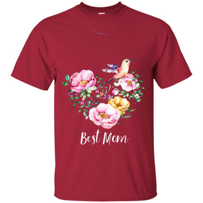 Best Mom Hummingbird Flower Heart Mommy Shirt Cardinal