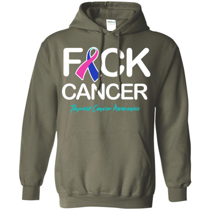 Fck Cancer Thyroid Cancer Awareness T-shirt Military Green