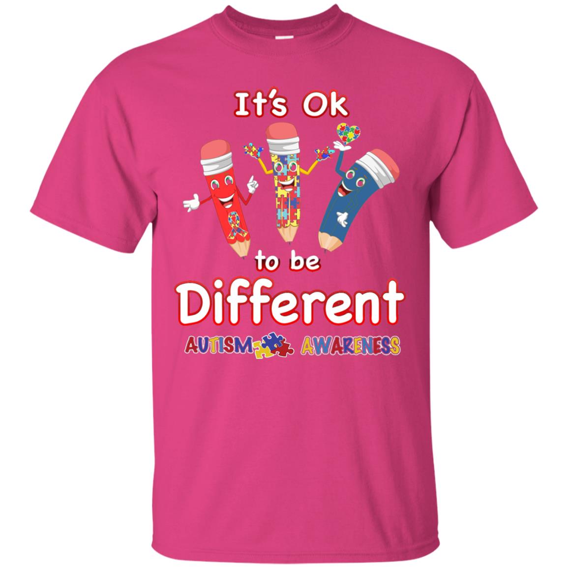 Its Ok To Be Different Autism Awareness T-shirt Heliconia