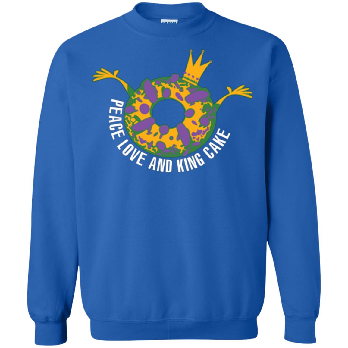Mardi Gras T-shirt Peace Love And King Cake Royal