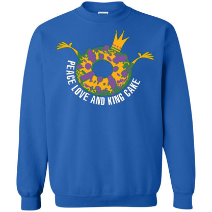 Mardi Gras T-shirt Peace Love And King Cake Royal