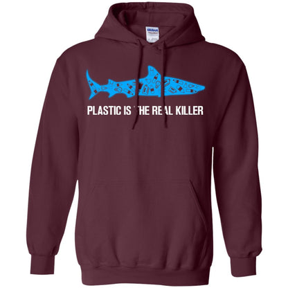 Plastic Is The Real Killer Save Ocean Shark Shirt Maroon