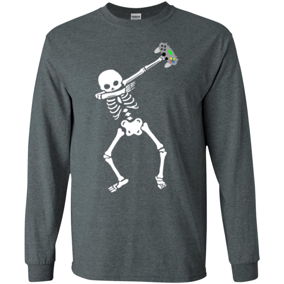 Gamer T-shirt Dabbing Skeleton Dark Heather