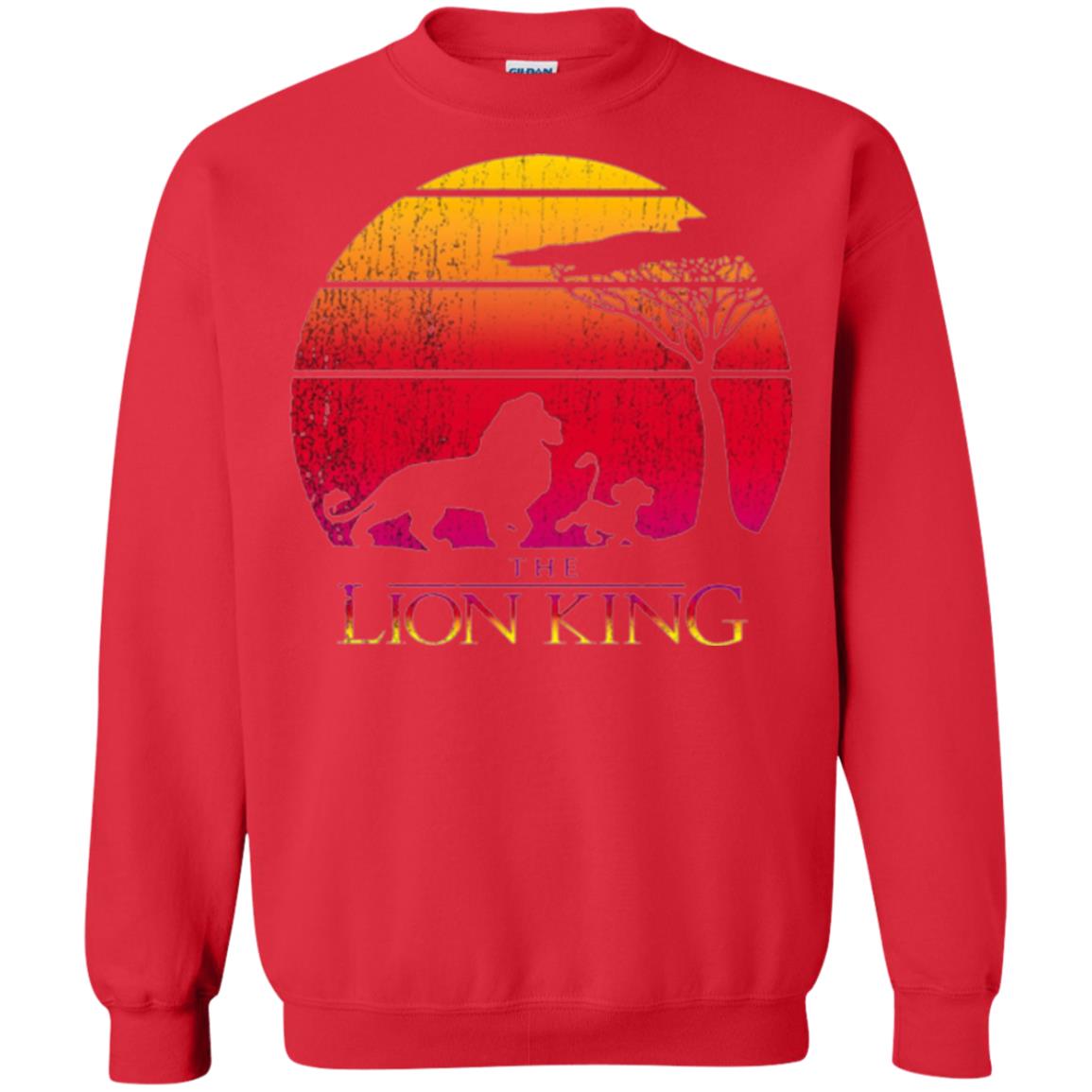 Cartoon T-shirt Lion King Vintage Sunset Red