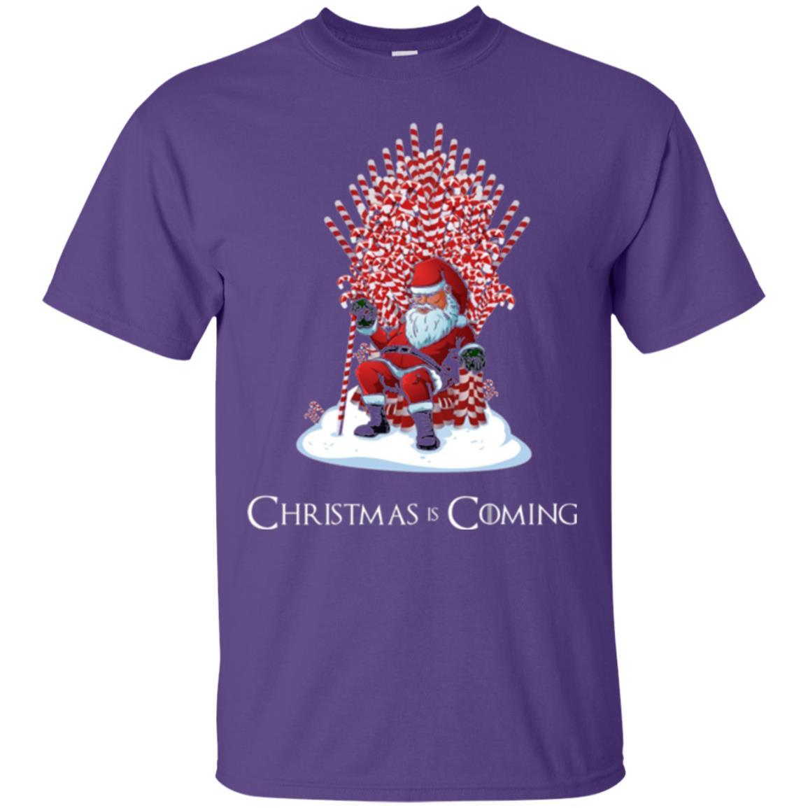 Christmas T-shirt Santa Candy Cane Throne Purple