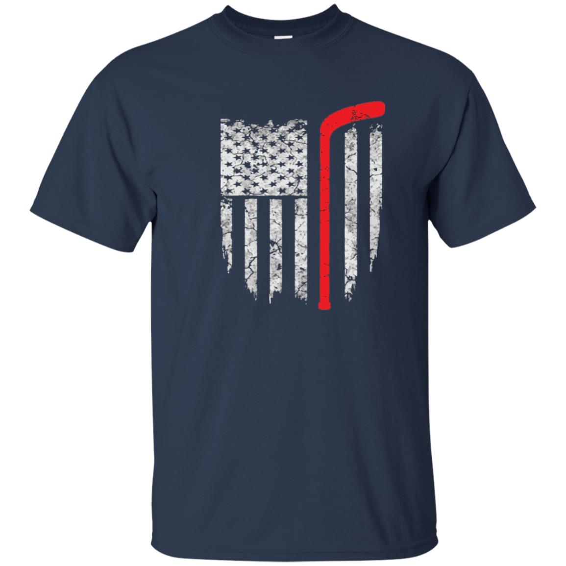 Hockey American Flag Hockey Lover T-shirt Navy
