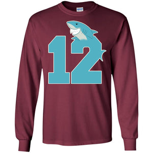 12th Birthday Shark Party ShirtG240 Gildan LS Ultra Cotton T-Shirt