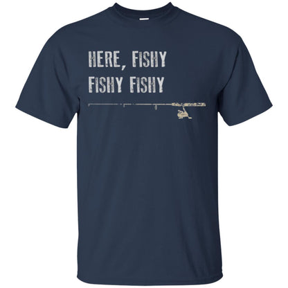 Fishing Lover T-shirt Here Fishy Fishy Navy