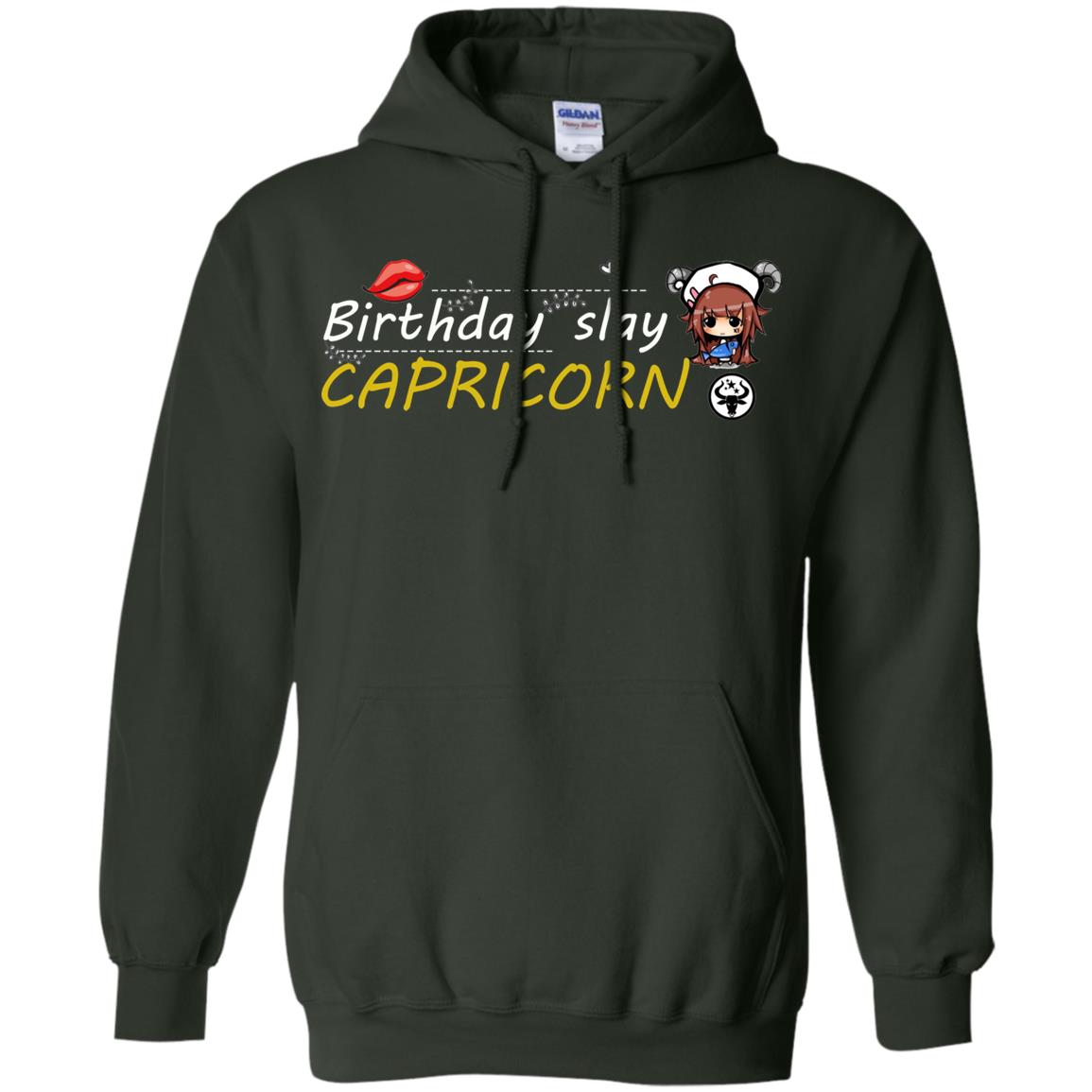 Cute Capricorn Girl Birthday Lip Slay T-shirt Forest Green