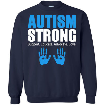 Autism Strong Support Educate Advocate Love T-shirt Navy