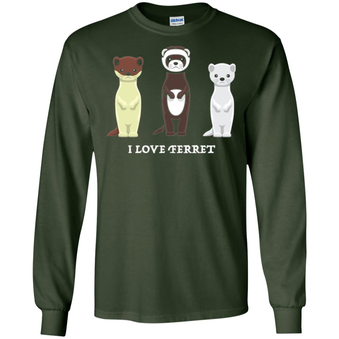 Ferret T-shirt I Love Ferret Forest Green