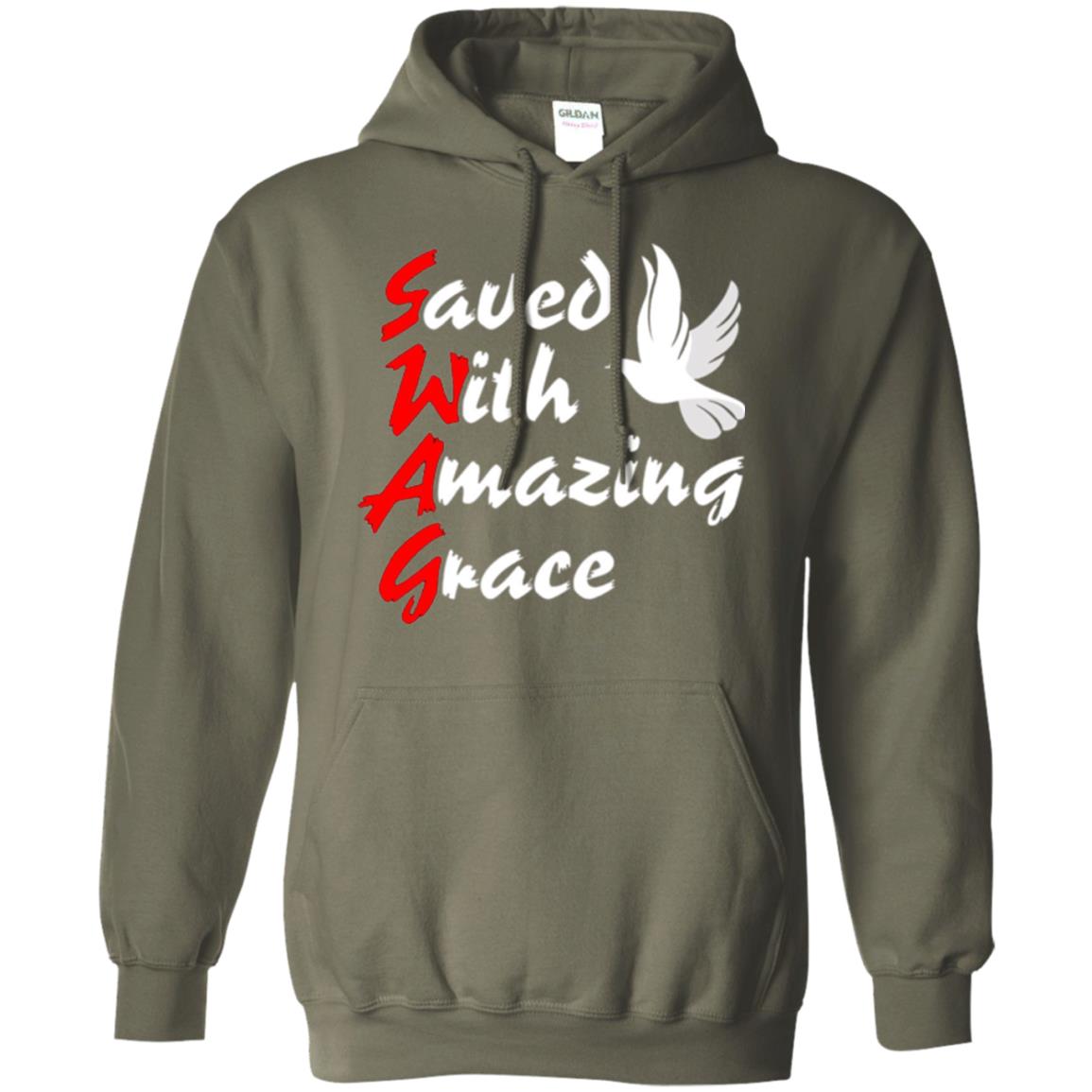 Swag T-shirt Saved With Amazing Grace Military Green
