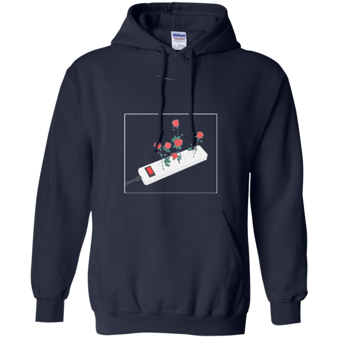 Flower Power Cute Art Aesthetic Vaporwave Digital Rose T-shirt Navy