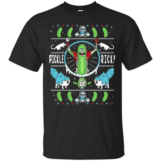 Rick And Morty T-shirt Festive Pickle Rick Black