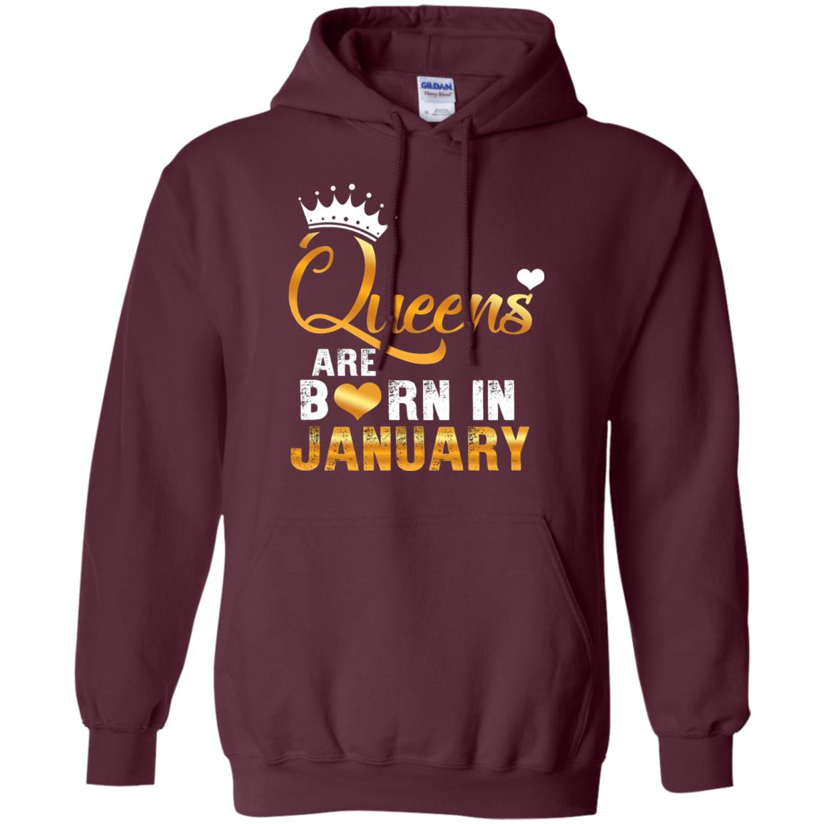 Birthday T-shirt Queens Are Born Iin January Maroon