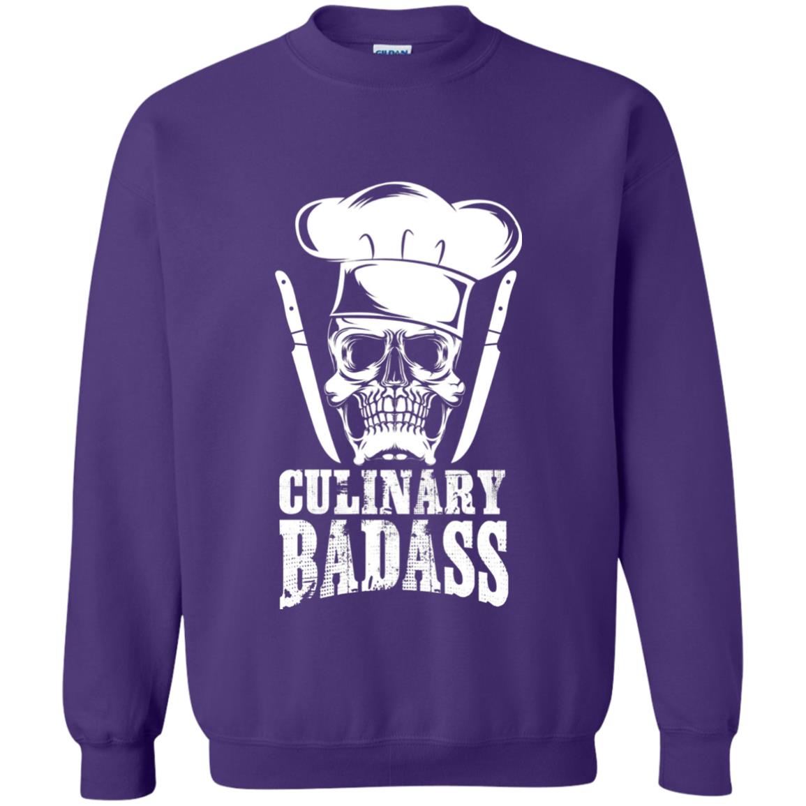 Culinary Badass Funny Chef Skull Knifes Cooking Tshirt Purple