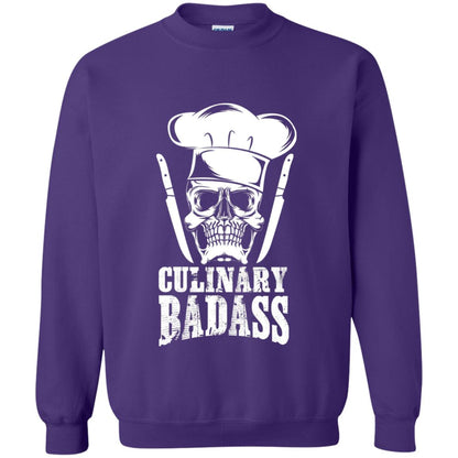 Culinary Badass Funny Chef Skull Knifes Cooking Tshirt Purple