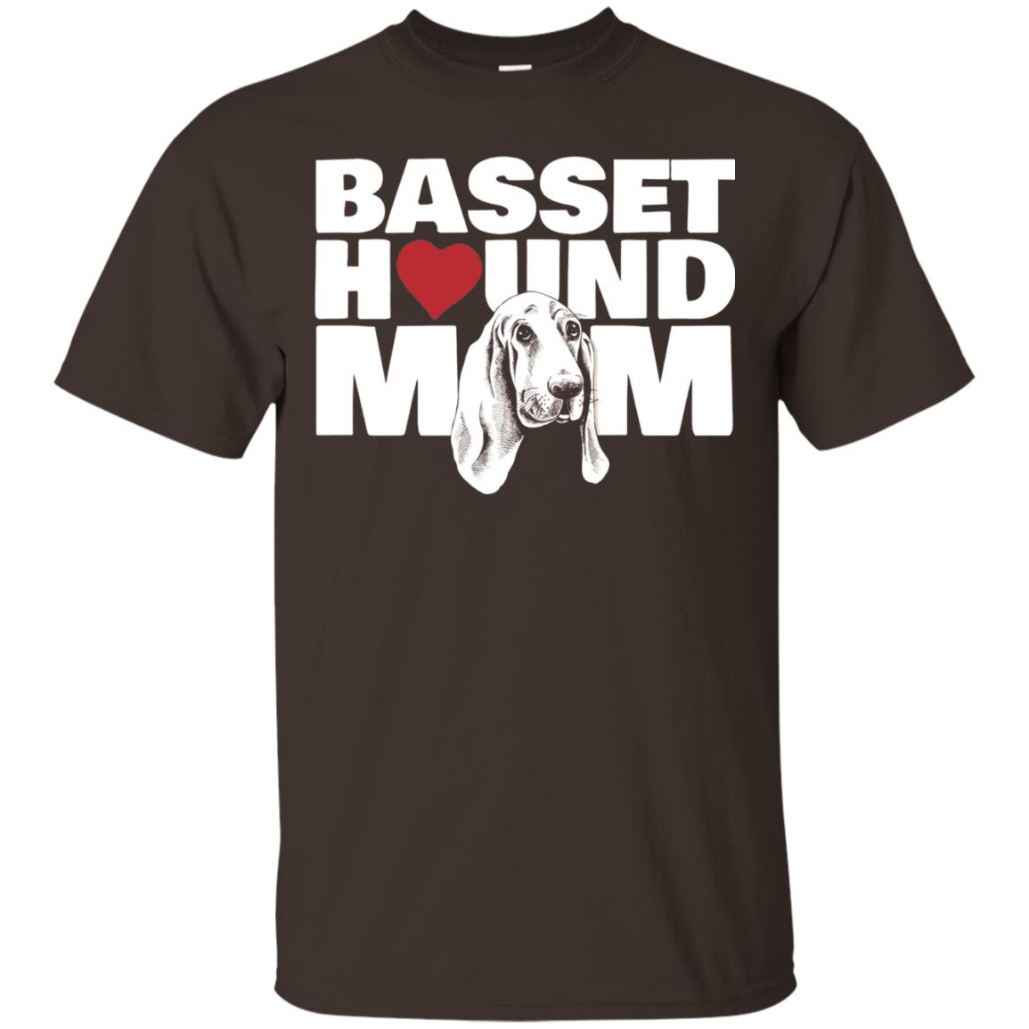 Basset Hound Mom Heart T-shirt Dark Chocolate