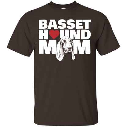 Basset Hound Mom Heart T-shirt Dark Chocolate