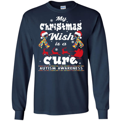 My Christmas Wish Is A Cure Autism Awareness X-mas Gift Shirt Navy