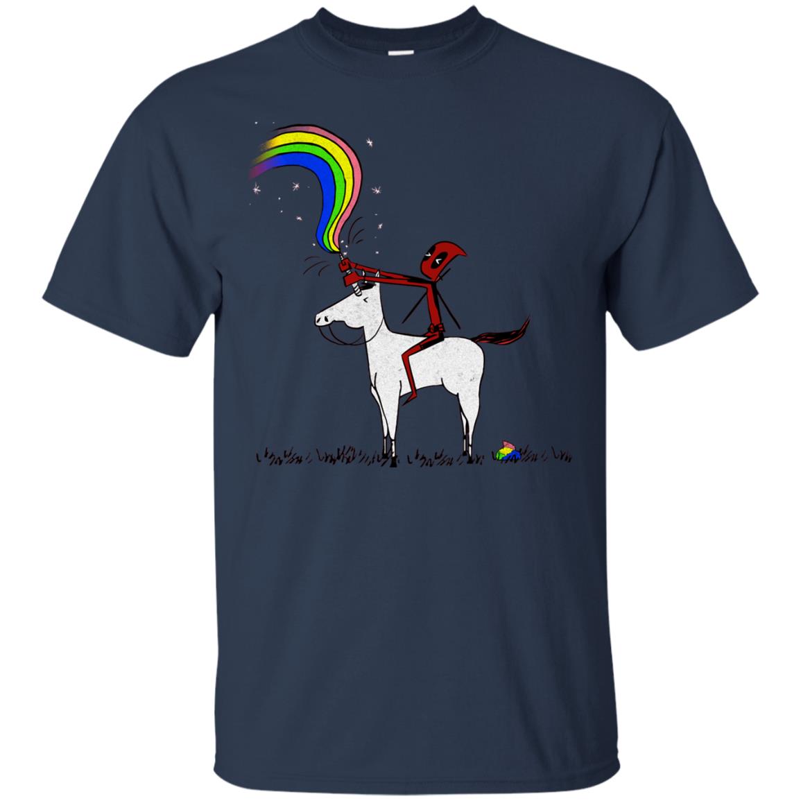 Deadpool With Unicorn Movie T-shirt Navy