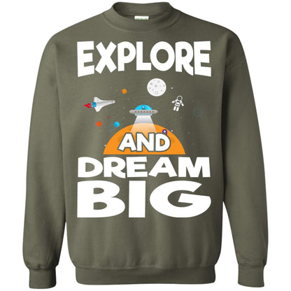 Explore And Dream Big Space Universe Planet Shirt Military Green