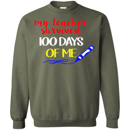 Student T-shirt My Teacher Survived 100 Days Of Me Military Green