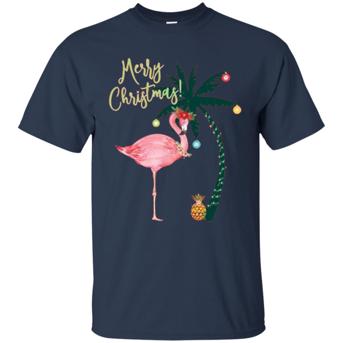 Christmas T-shirt Flamingo Merry Christmas Navy