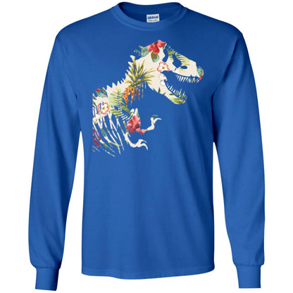 Dinosaur T-shirt Floral Tropical Hawaiian Pattern T Rex Royal