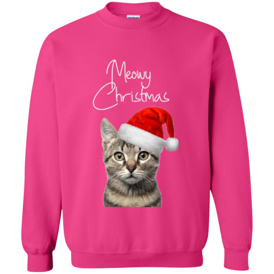 Cat Lovers T-shirt Merry Christmas Heliconia